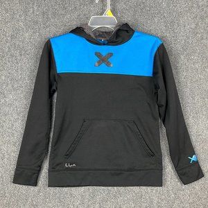 LUX Hoodie Boys Pullover Large 16/18 Blue Black 100% Polyester Performance